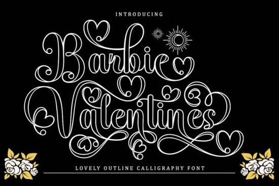 Barbie Valentines Outline Font
